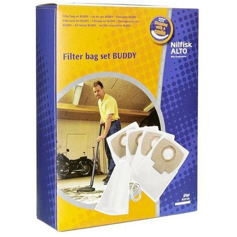 Boite de 4 sacs + 1 filtre à eau BUDDY (302002403) Aspirateur NILFISK