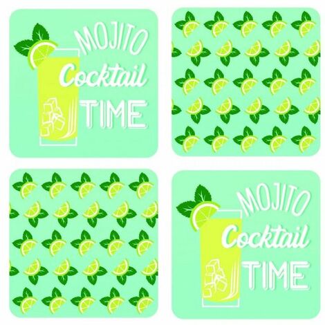 Boite de 4 sous verres Mojito