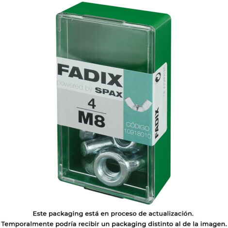 Boîte de 4 unités d'écrou à oreilles en zinc M 8 Fadix
