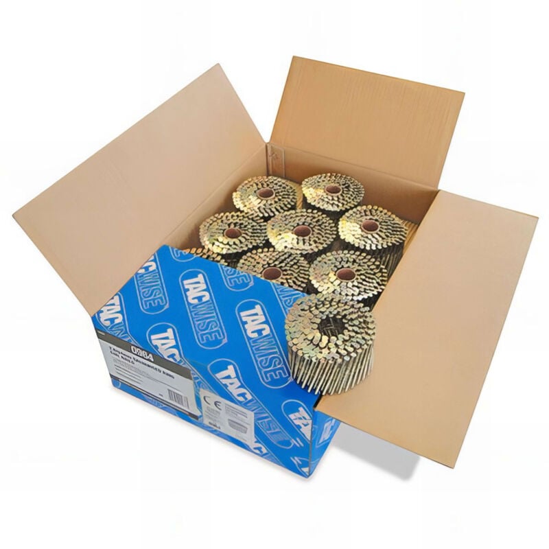 Boîte de 4000 clous à tête plate, annelés extra galvanisés en rouleau d. 2,8 x 64 mm Tacwise 0964