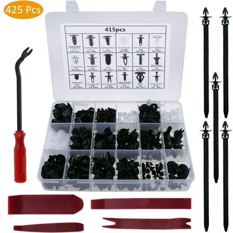 Boîte de 425 pièces de fixation en plastique automatique pour garniture de panneau de porte 425 pièces en boîte