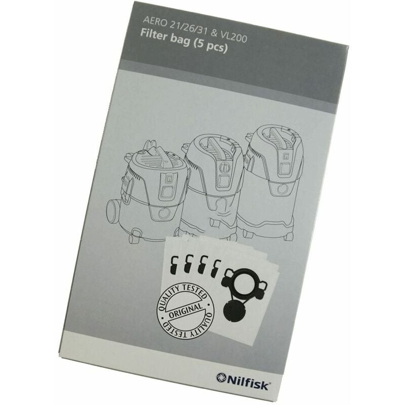 Boite de 5 sacs polyester (302002404, 107419590) Aspirateur excelsior Nilfisk hurricane