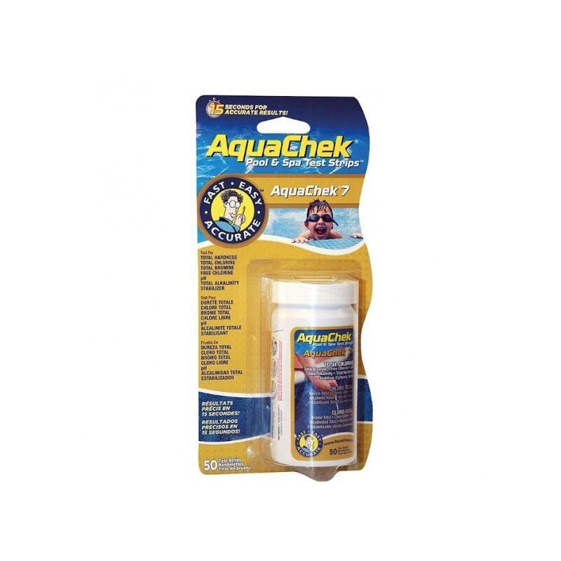 Aquachek - Boîte de 50 bandelettes d'analyse 7-en-1 piscine et spa