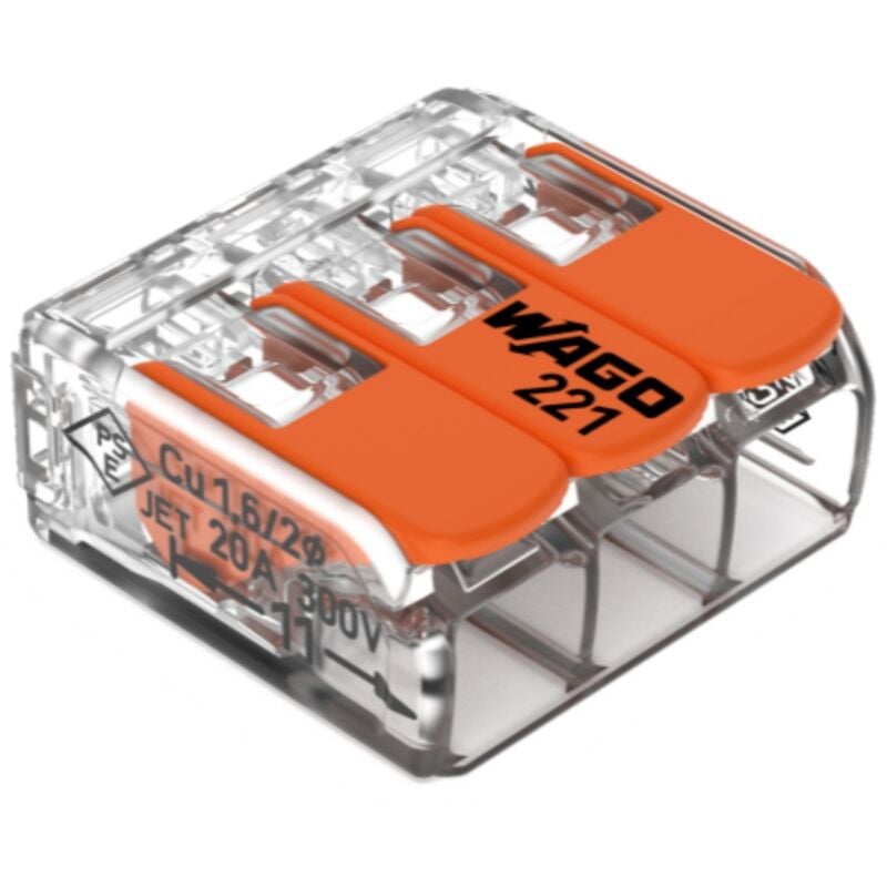 Wago - Boîte de 50 bornes 3 entrées série 221