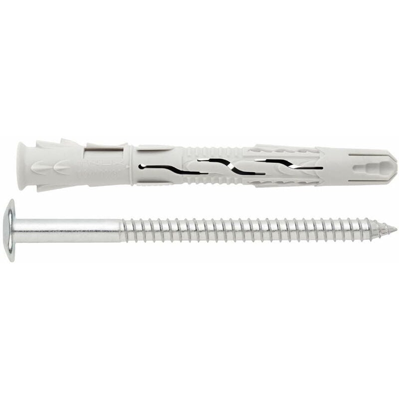 Boite de 50 - Cheville nylon universelle à haut rendement - Tête Truss inviolable - Zinguée - Homologuée ate 10 x 80 Ø10 mm