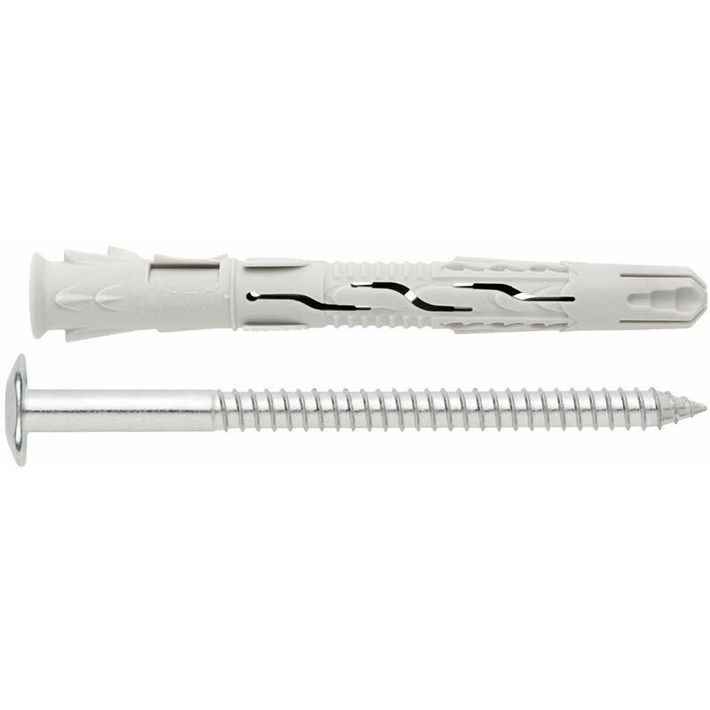 Boite de 50 - Cheville nylon universelle à haut rendement - Tête Truss inviolable - Zinguée - Homologuée ate 10 x 120 Ø10 mm