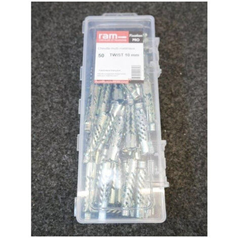 Boîte de 50 chevilles Twist Ø 10mm pour vis M6 pour beton et brique RAM