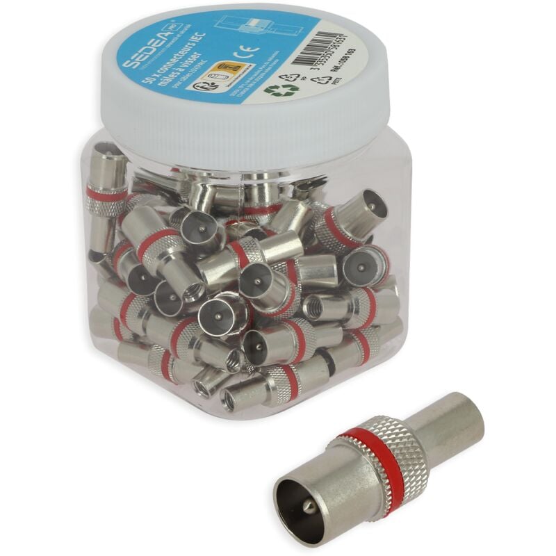 Sedea - Boîte de 50 connecteurs iec mâles à visser pour câbles 25V/PAtC