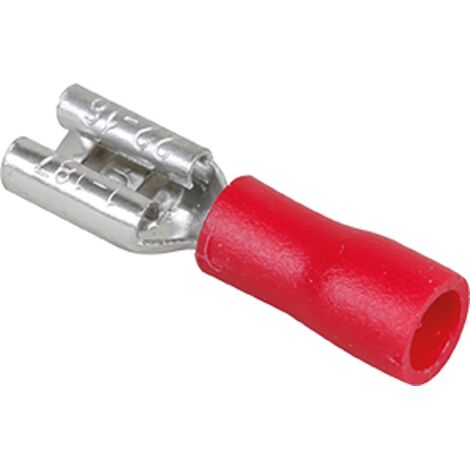 Boite de 50 cosses femelles partiellement isolées 0,5 à 1,5mm² - Rouge Languette 6,35 x 0,8 mm