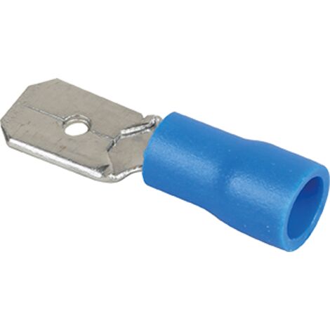 Boite de 50 cosses mâles plates pour languette 6,35x0,8mm 1,5 à 2,5mm² - Bleu