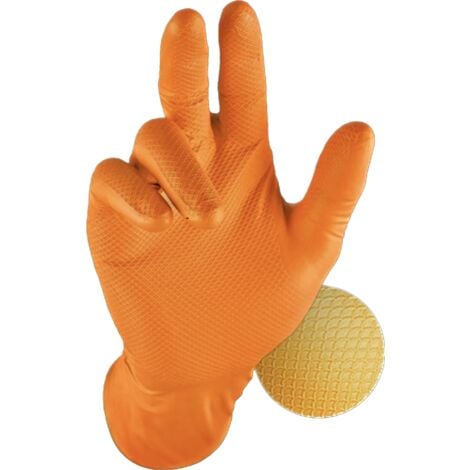 Boite de 50 Gants Grippaz nitrile orange Taille 10