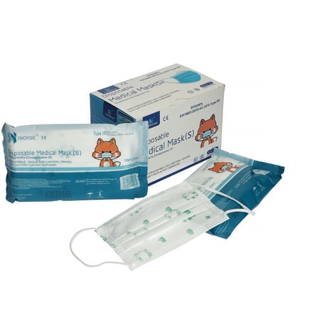 Boîte de 50 masques respiratoires jetables 3 plis type IIR pour enfant blanc - YINHONYUHE - MASQUES9 - Blanc