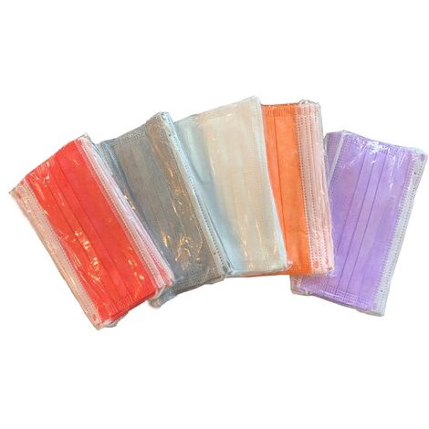 Boîte de 50 masques respiratoires jetables 4 plis Type II R BFE 98 % multicolores - MASQUES13