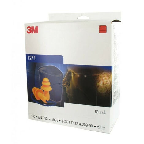 Boite de 50 paires de bouchons d'oreilles avec cordons 3M - 1200