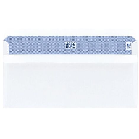Boîte de 500 enveloppes blanches 110 x 220 mm format DL sans fenêtre - Maxiburo