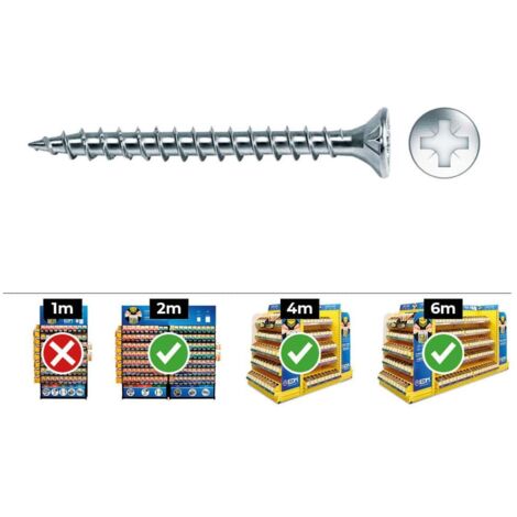 Boîte De 500 Vis À Bois Pz Fraisées Din/Ref Vlox 4.5x20 Acier Zinqué + Lubr Celo
