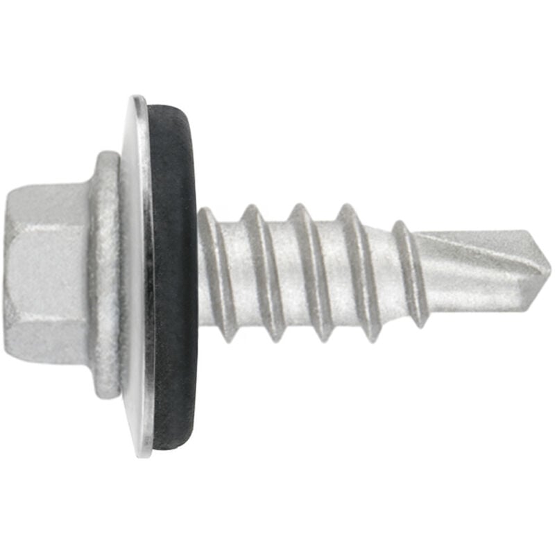 Boite de 500 - Vis autoperceuse tête hexagonale avec rondelle - Pointe foreuse reduite - Inox A2 6,25 x 25 P-16 - Boite de 500