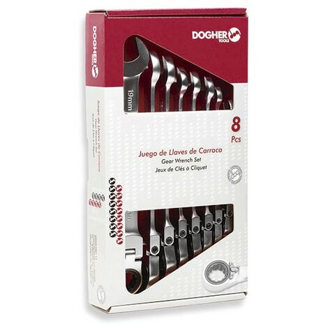 Boîte de 8 clés mixtes à cliquet flexibles  DOGHER 458-038