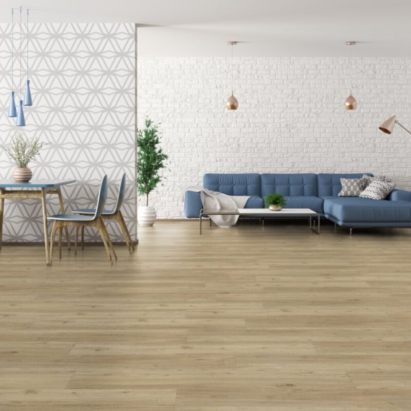 Lame de sol pvc clipsable effet bois columbia taupe Gerflor 2.10 m²