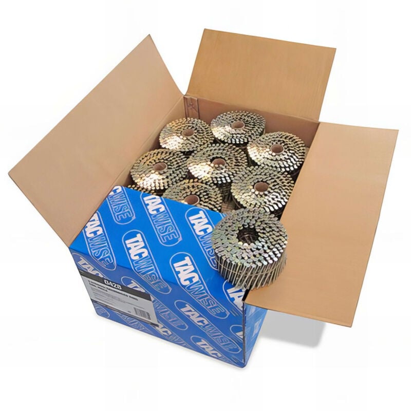 Boîte de 9000 clous à tête plate, annelés galvanisés en rouleau d. 2,5 x 64 mm Tacwise 0428