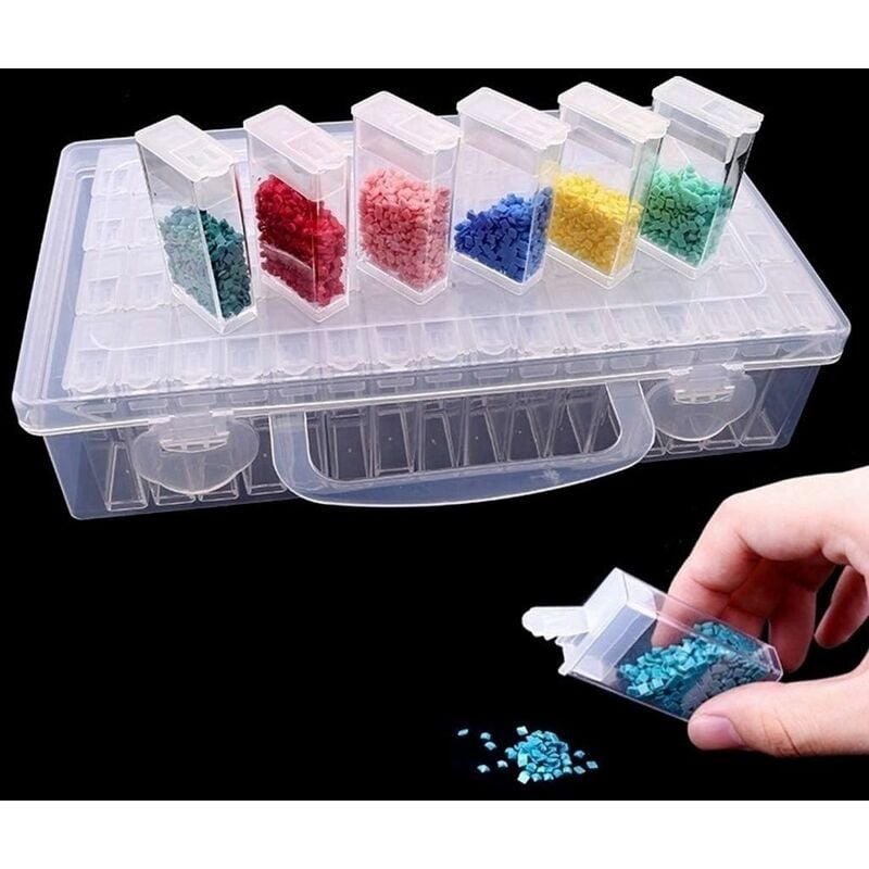 Boîte de broderie diamant, chaque Boîte de rangement avec 64 mini compartiments, grilles, outils de peinture diamant 5d et accessoire de récipients