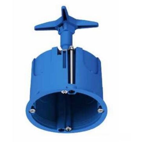Boite de centre nue Ø 67mm prof 50mm bleu avec cheminée pour cloison seche Multifix