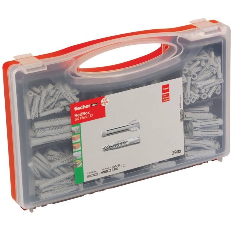Boîte de chevilles Fischer sx / ux, nylon, rouge, 1 set