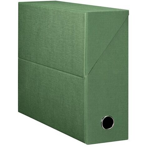 Boîte de classement carton papier grain toile dos 9 cm - verts - Lot de 5