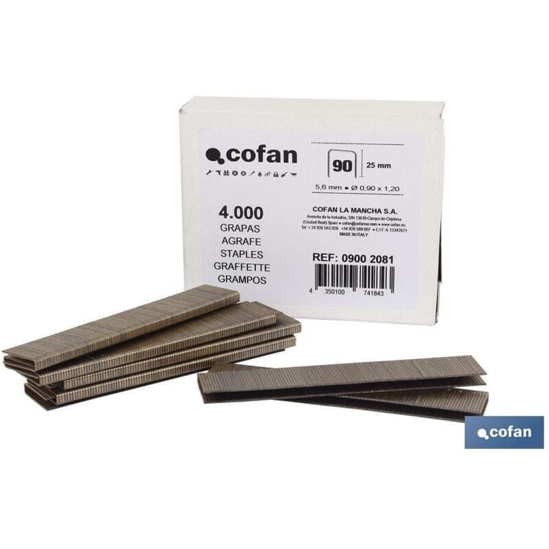 Cofan - Boîte d'agrafes 90/25 mm (4 000 pièces)
