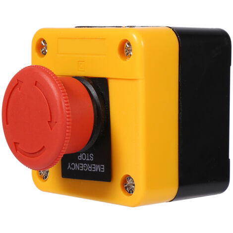 Boîte de Commande avec Bouton Poussoir Verrouillage Arret d'urgence Rouge en Plastique Signe D'arrêt Champignon Station de Maison d'urgence 660 V 10A