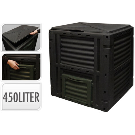 Boîte De Compostage 450 L Couleur Noire 80x80x81cm Progarden