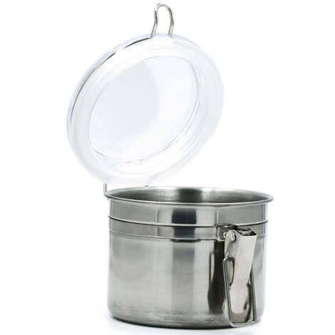 Boîte de conservation des aliments en acier inoxydable pour la cuisine (boîte à sucre, thé, café en grains avec couvercle transparent et loquet)