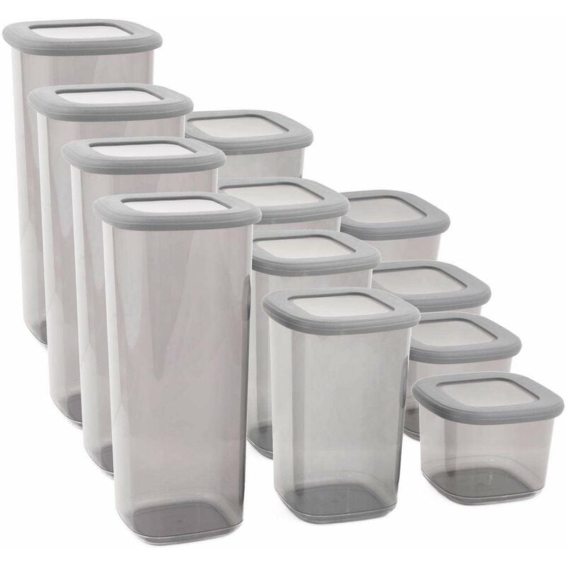 Asir Group Llc - Boîte de conservation en plastique transparent et anthracite Box 12 pièces