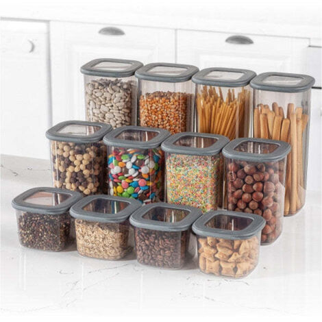 Boîte de conservation en plastique transparent et anthracite Box 12 pièces