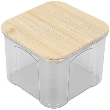 Boîte de conservation hermétique transparente avec couvercle en bambou pour nouilles, farine, céréales, riz, thé, café en grains, 650 ml, 10,7 x 8,2 cm / 4,2 x 3,2 pouces