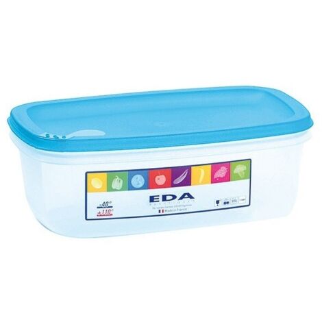Boite De Conservation Rectangulaire 5,5 Litres Naturel Couvercle Turquoise Acidule - Eda