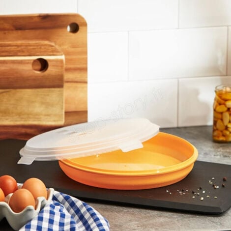 SHOP-STORY Boîte de Conservation Ronde 31 cm pour Crêpes, Tortillas et Pizza avec Couvercle - Couleur Aléatoire