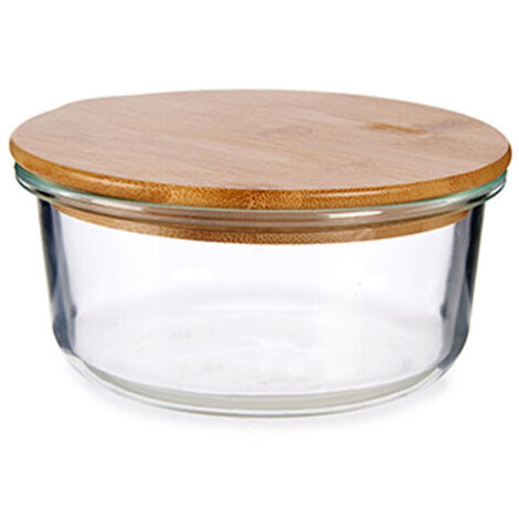 Boîte de Conservation Ronde en Verre avec Couvercle Hermétique en Bambou - 62cl
