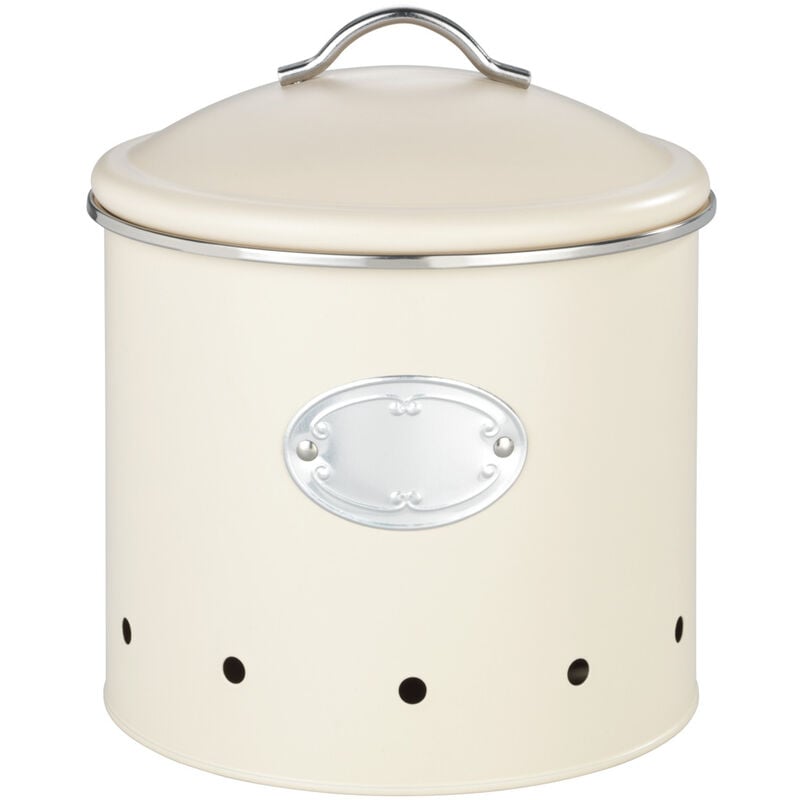 Wenko - Boîte de conservation Nero 4L, Avec aération pour une circulation optimale de l'air, Boîte style rétro, En métal laqué avec étiquette