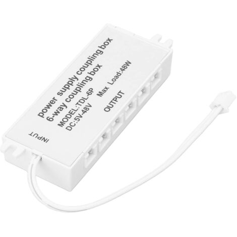 Boîte de Couplage à 6 Voies Port Xh2.5 Ledconnector Boîte de Jonction Répartiteur d'alimentation 48W 48V Sous-ligne 6 Voies 5 48V Charge Maximale Spécification du Connecteur d'alimentation