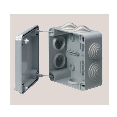 Boite de dérivation 105x105x55mm grise saillie étanche IP55 7 entrées SIBOX SIB ADR P03404