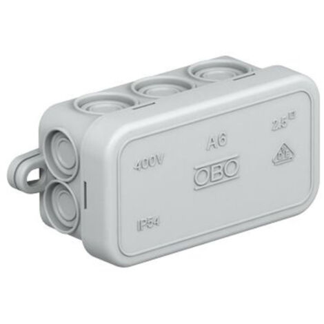 Alliancelec – Boîte de dérivation IP55 69x32x30mm – 6 entrées pour câbles 5-14mm – Joints EVA – Matière synthétique thermoplastique