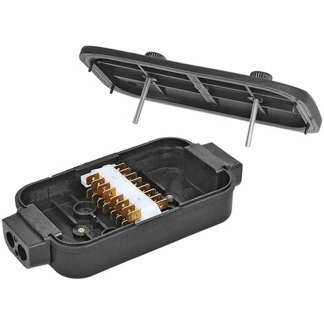 Boîte de dérivation 8x4 pôles en plastique noir – Longueur 100 cm – Connexion sécurisée pour projets électriques – Indice de protection IP65