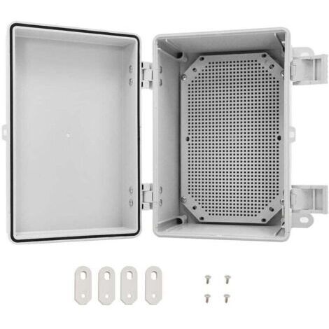 Boite de Derivation avec Couvercle à Charnière en Acier Inoxydable,Boîtier électrique étanche IP65 Boîtier en Plastique ABS,300x200x170MM,Comprend une Plaque de Montage et un Support Mural