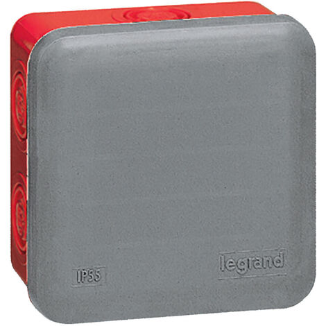 boite de dérivation étanche 80 x 80 x 45 mm legrand plexo entrée défoncable gris rouge