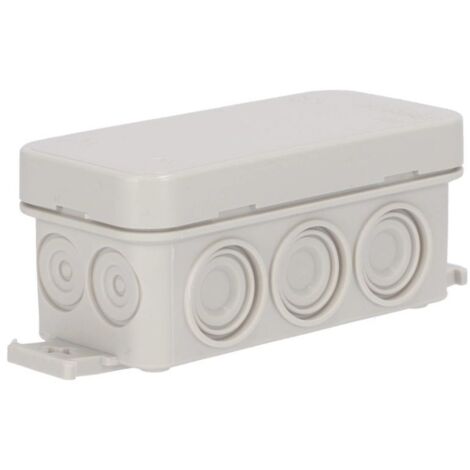 Boîte de dérivation étanche IP55 90x43x40mm – 10 entrées souples – Plastique ABS – Résistance aux chocs IK10 – Couvercle opaque à clipser – Famatel