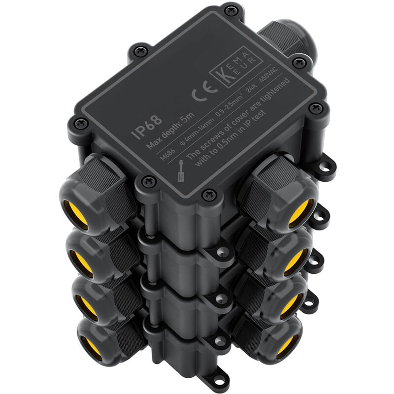 Boîte de dérivation étanche IP68 - Etanche Boîte de Jonction - Boîtier de raccordement électrique 3 voies pour câble de 4-14mm - Connecteurs de