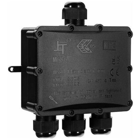 Boîte de Dérivation Etanche IP68 Extérieur - 4 Voies Plus Grande Câble, Connecteur Boîte de Jonction Electrique pour Câble Ø 4 à 14mm, ABS + PVC