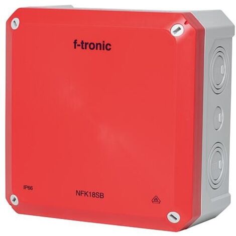 Boîte de dérivation FR 180x180x93mm, encoches d'ouverture IP66, PS, gris/rouge, éclairage de sécurité