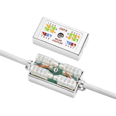 Boîte de dérivation sans outil pour câbles CAT 6 – Installation rapide – Adaptée pour AWG 22 à 26 – Couleur argent – Renkforce
